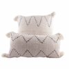 Dun Linnen Pom Pom Kussen Off White/Zwart - Afbeelding 3